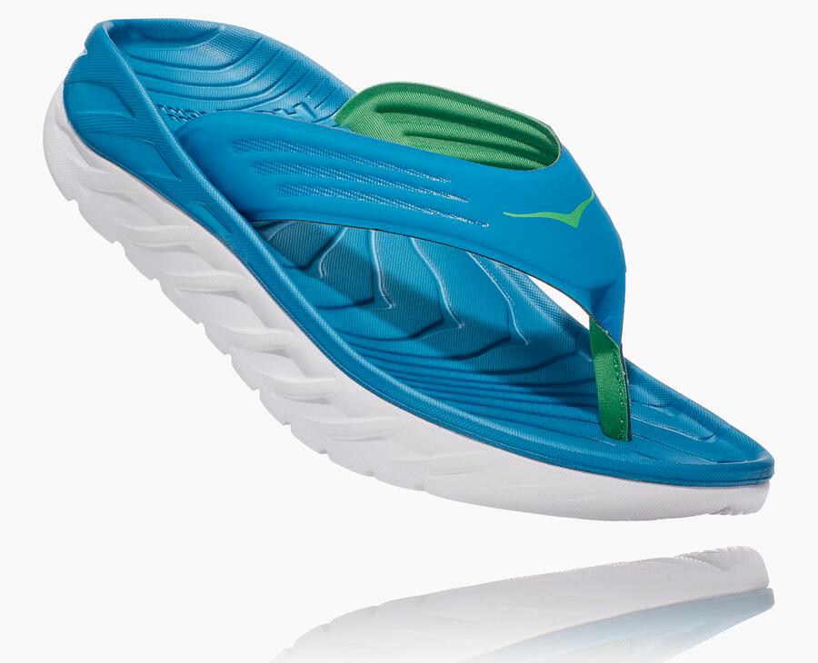 Hoka One One Ora Recovery Flip Sandaler Herr - Blå/Vita - KRAPX-6179